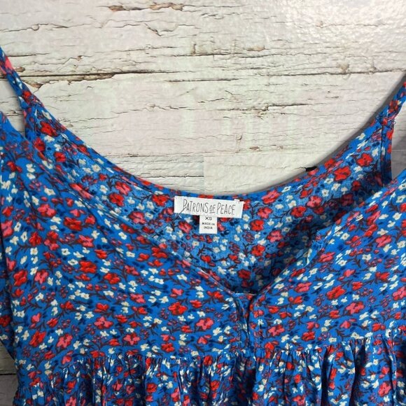 Patrons of peace blue floral crop top tank boho size xs - Picture 3 of 7